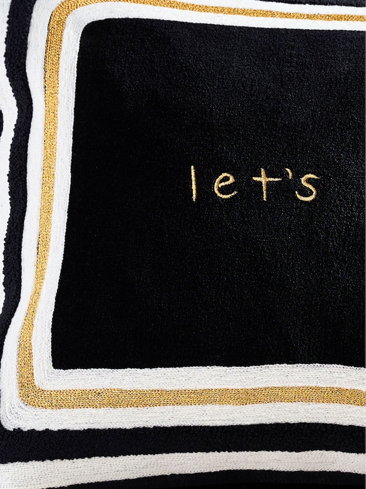 Rockett St George Lets Misbehave Velvet Embroidered Slogan Cushion - Image 5 of 8