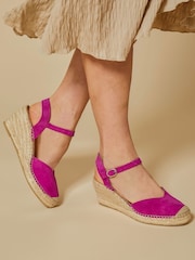 Jones Bootmaker Pink Ria Leather Espadrilles - Image 1 of 6
