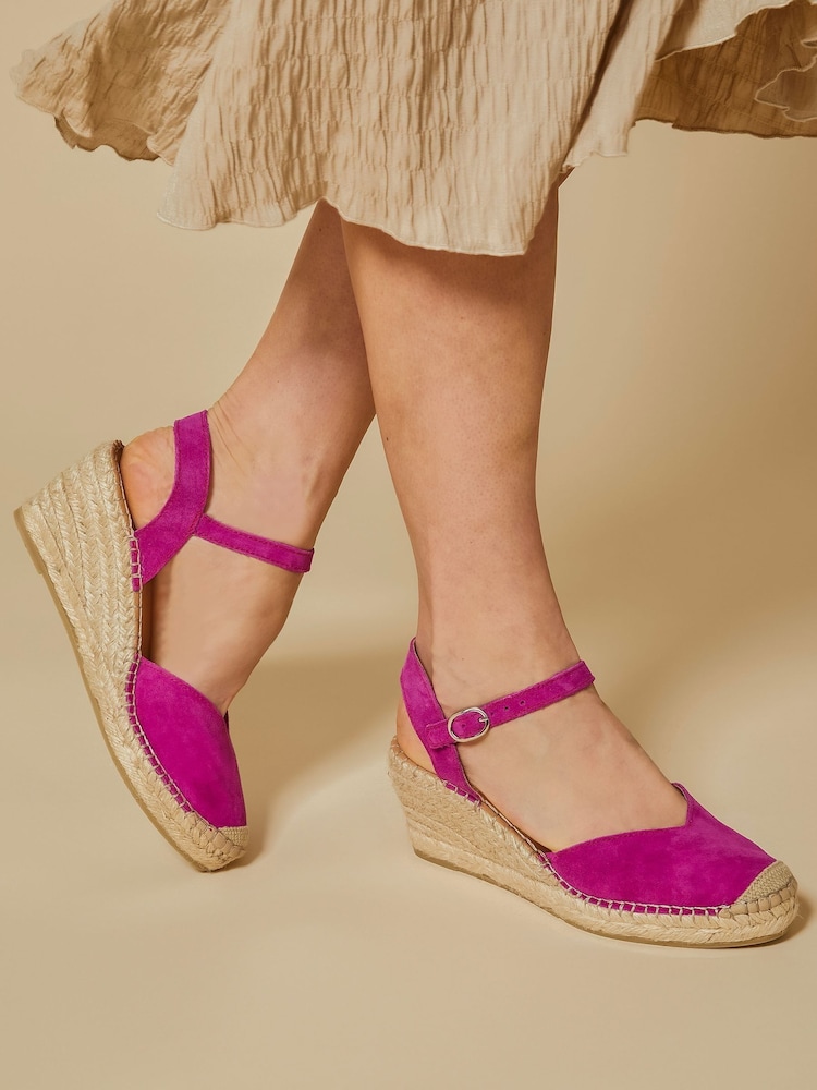 Jones Bootmaker Pink Ria Leather Espadrilles - Image 1 of 6