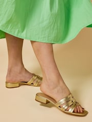 Jones Bootmaker Gold Izabella Mules Sandals - Image 1 of 5