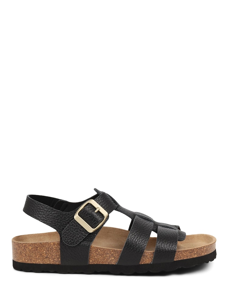 Jones Bootmaker Jean Leather Black Sandals - Image 1 of 5