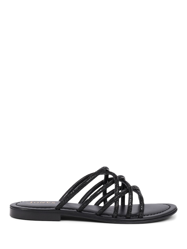 Jones Bootmaker Hira Jewelled Leather Black Sandals - Image 1 of 5