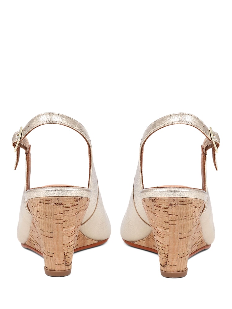 Jones Bootmaker Gold Zahra Leather Wedges - Image 3 of 6