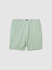 Reiss Mint Ezra Cotton Linen Blend Internal Drawstring Shorts - Image 2 of 6