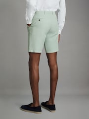 Reiss Mint Ezra Cotton Linen Blend Internal Drawstring Shorts - Image 5 of 6