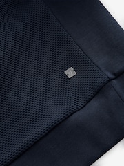 Navy Blue Quarter Zip Textured Funnel Sweatshirt - Image 8 of 10
