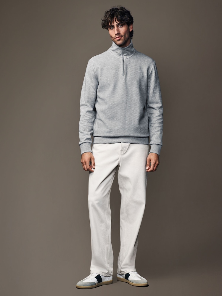 Grau meliert - Texturiertes Sweatshirt mit Stehkragen und Viertelreißverschluss - Bild 2 von 7 Grau meliert - Texturiertes Sweatshirt mit Stehkragen und Viertelreißverschluss - Bild 2 von 7
