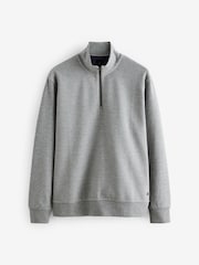 Grau meliert - Texturiertes Sweatshirt mit Stehkragen und Viertelreißverschluss - Bild 5 von 7