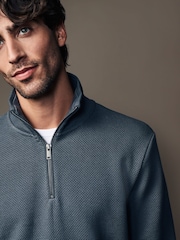Gris d'ardoise - Quarter Zip Textured Funnel Sweatshirt - Image 1 de 7