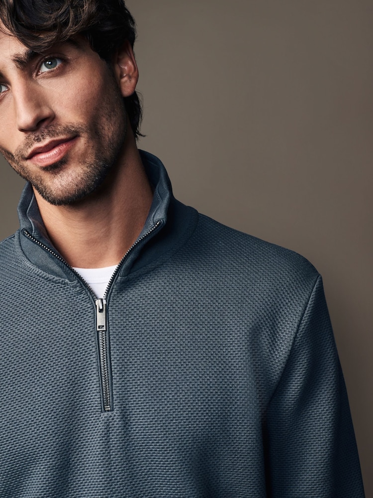 Gris d'ardoise - Quarter Zip Textured Funnel Sweatshirt - Image 1 of 7
