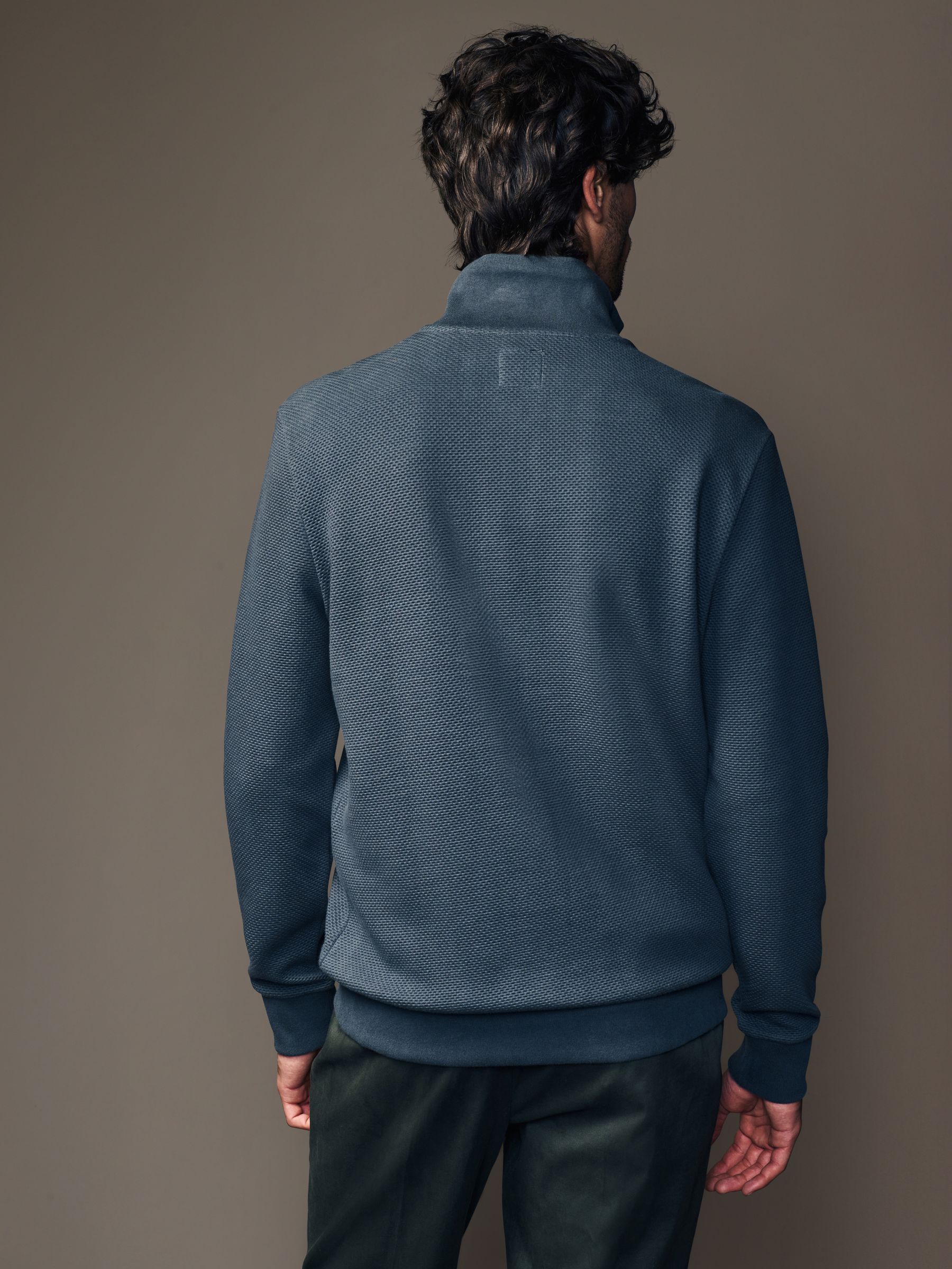 Buy Slate Grey Quarter Zip Textured Funnel Sweatshirt from the