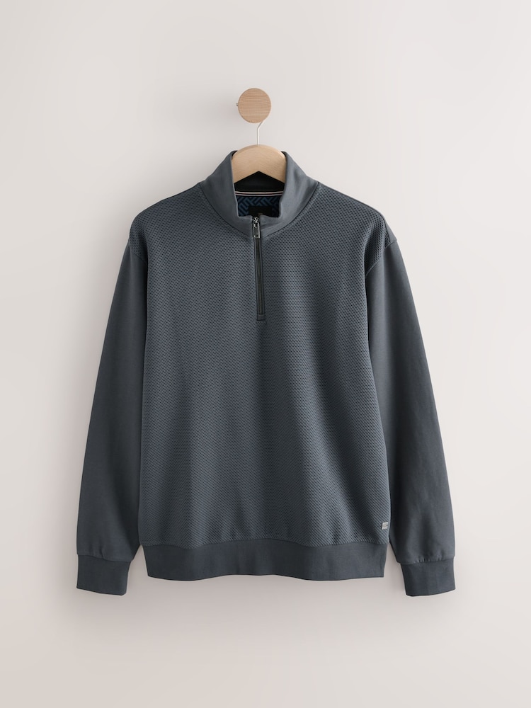 Gris d'ardoise - Quarter Zip Textured Funnel Sweatshirt - Image 5 of 7