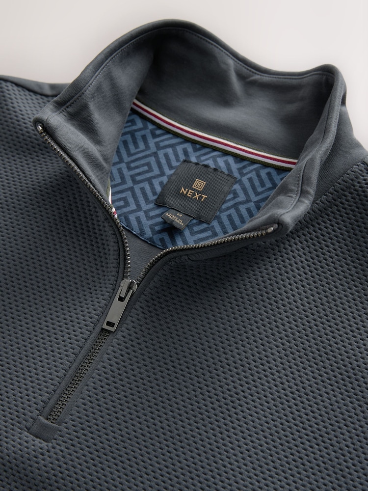 Gris d'ardoise - Quarter Zip Textured Funnel Sweatshirt - Image 6 of 7