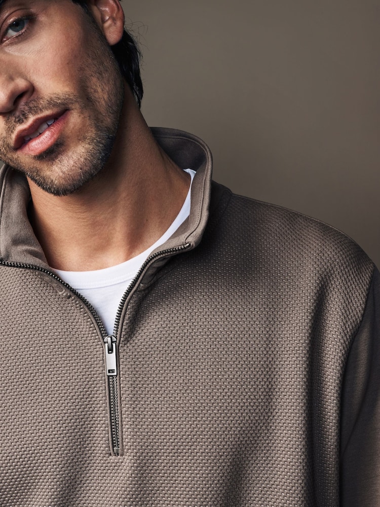 Neutro - Quarter Zip Textured Funnel Sweatshirt - Imagen 1 de 7 Neutro - Quarter Zip Textured Funnel Sweatshirt - Imagen 1 de 7