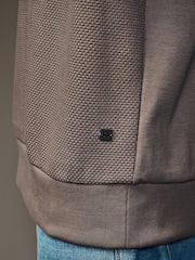 Neutral Quarter Zip Textured Funnel Sweatshirt - Image 4 of 7