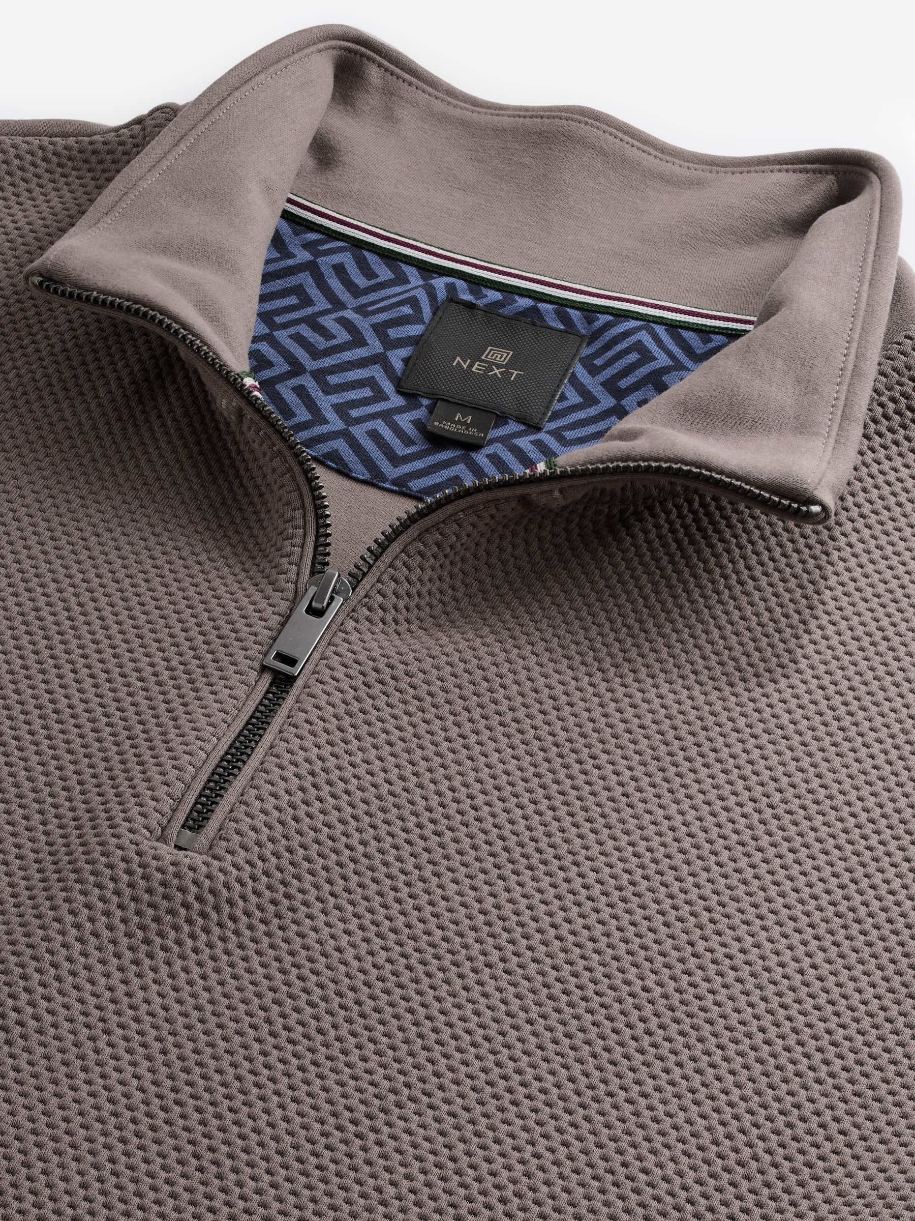 Buy Neutral Quarter Zip Textured Funnel Sweatshirt from Next USA