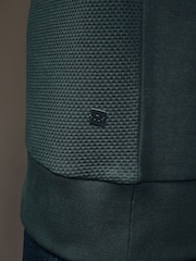 Green Zip Neck Quarter Zip Textured Funnel Sweatshirt - Image 5 of 8