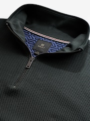 Green Zip Neck Quarter Zip Textured Funnel Sweatshirt - Image 7 of 8