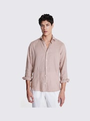 MOSS Light Pink Tailored Fit 100% Linen Shirt - Image 1 of 6
