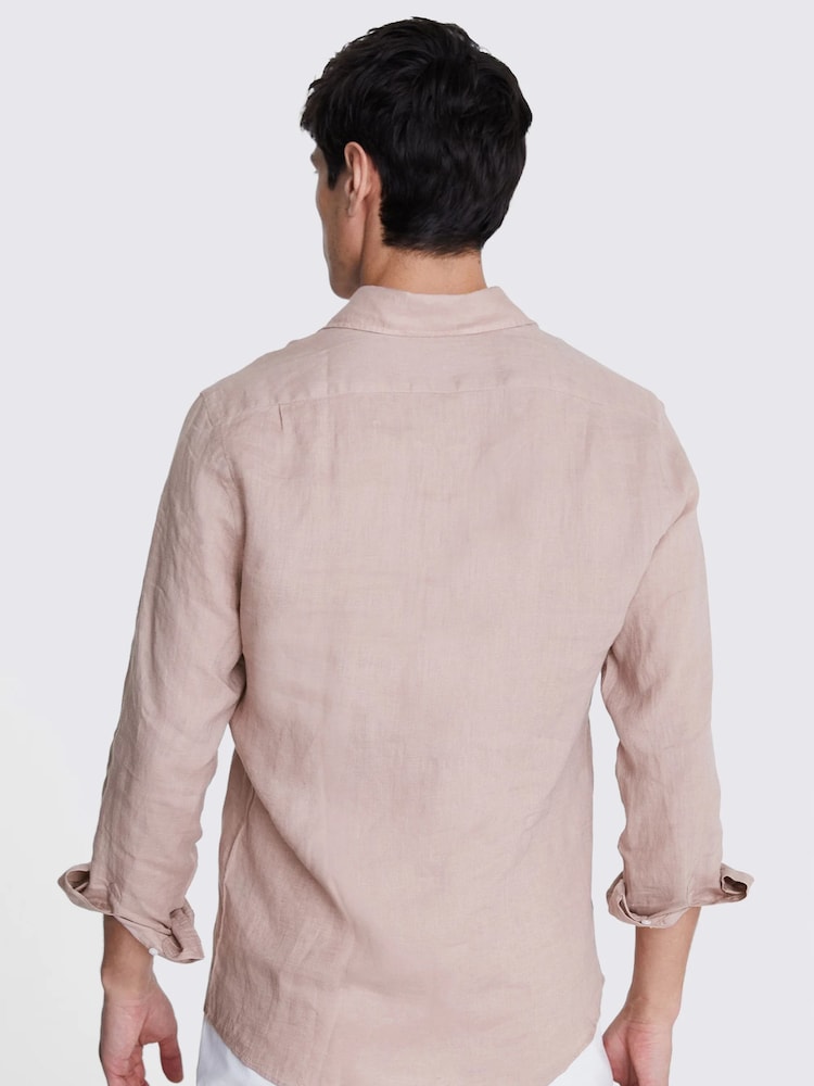 MOSS Light Pink Tailored Fit 100% Linen Shirt - Image 3 of 6