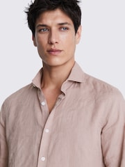 MOSS Light Pink Tailored Fit 100% Linen Shirt - Image 4 of 6