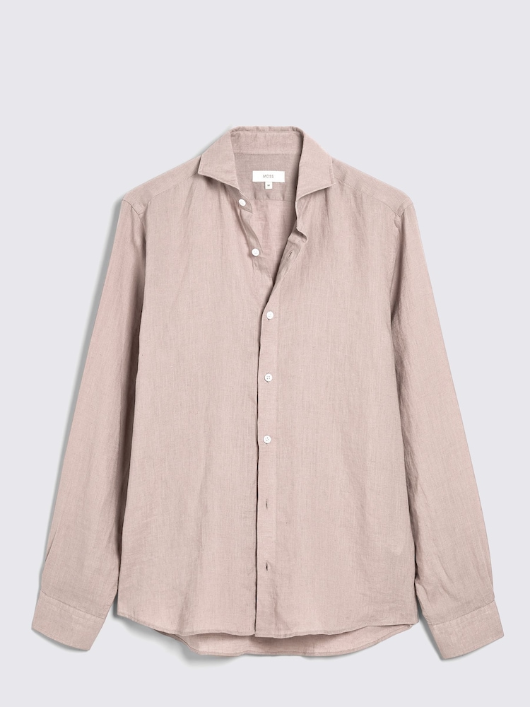 MOSS Light Pink Tailored Fit 100% Linen Shirt - Image 5 of 6