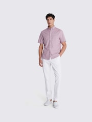 MOSS Dusty Pink Short Sleeve Washed Oxford 100% Cotton Shirt - Image 2 of 4