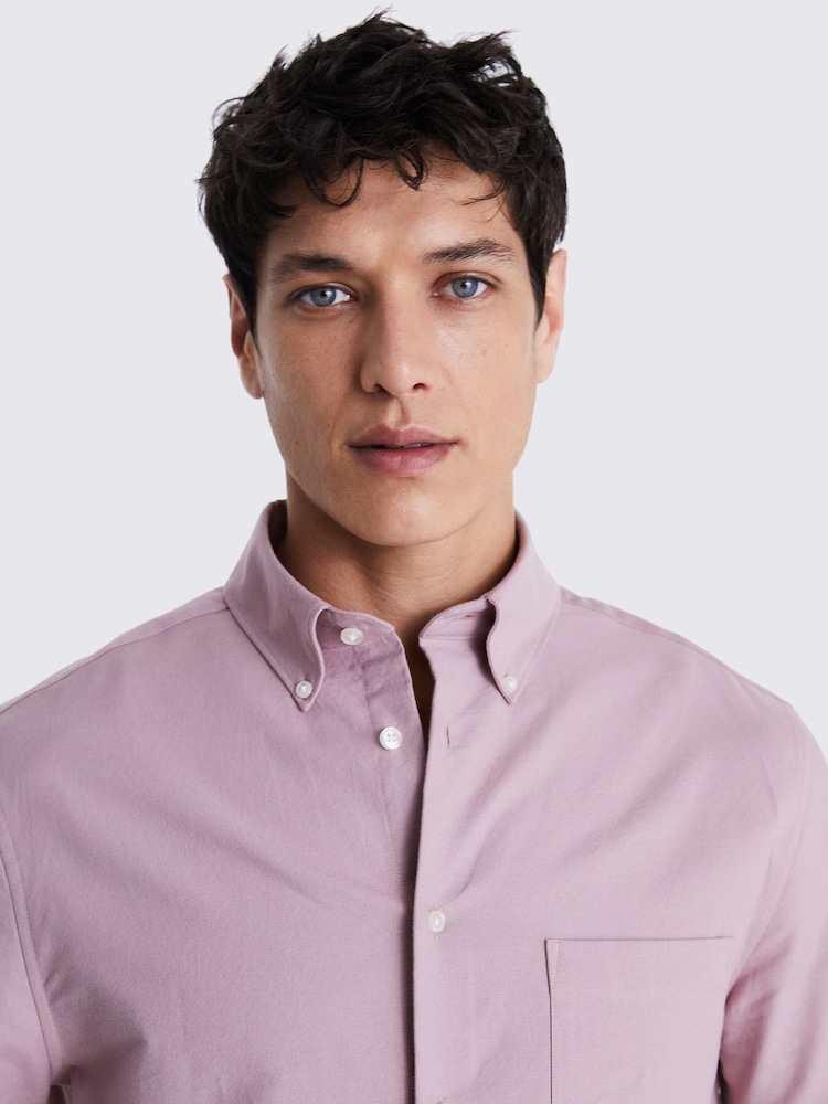 MOSS Dusty Pink Short Sleeve Washed Oxford 100% Cotton Shirt - Image 4 of 4