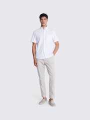 MOSS White Short Sleeve Washed Oxford 100% Cotton Shirt - Image 2 of 4