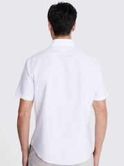 MOSS White Short Sleeve Washed Oxford 100% Cotton Shirt - Image 3 of 4