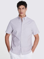 MOSS Natural Short Sleeve Washed Oxford 100% Cotton Shirt - Image 1 of 4