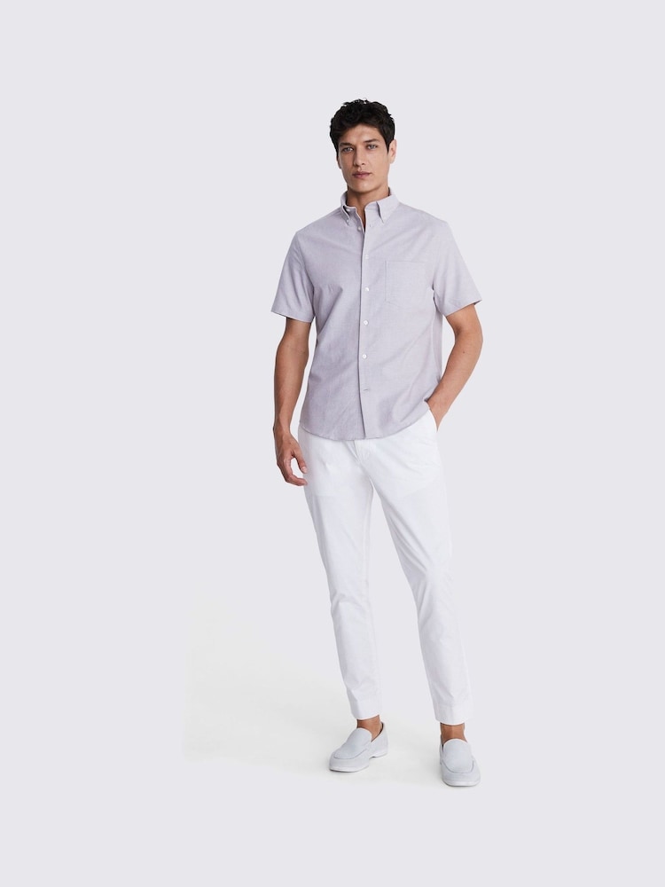MOSS Natural Short Sleeve Washed Oxford 100% Cotton Shirt - Image 2 of 4