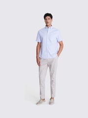 MOSS Blue Short Sleeve Washed Oxford 100% Cotton Shirt - Image 2 of 4
