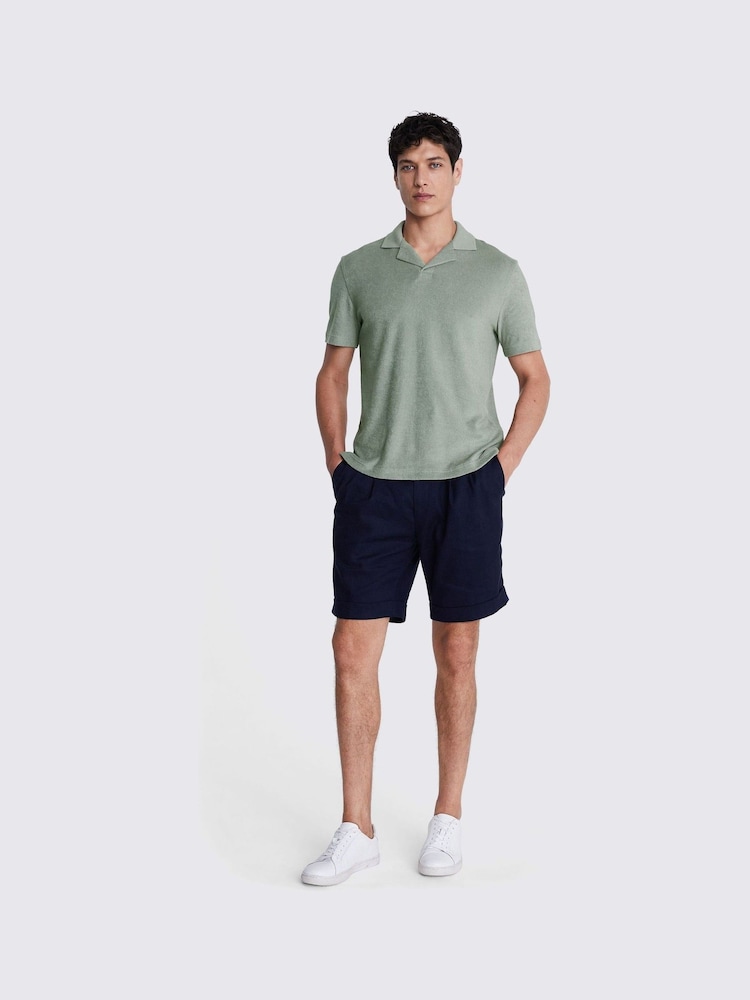 MOSS Green Terry Towelling Skipper 100% Cotton Polo Shirt - Image 2 of 3