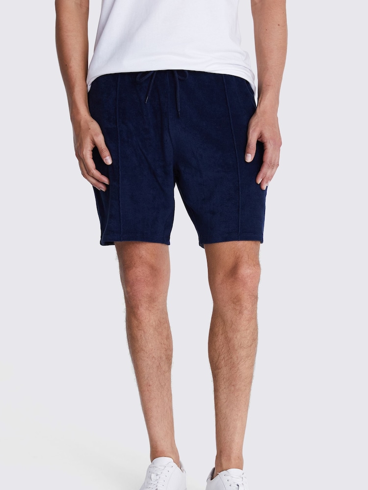MOSS Blue 100% Cotton Terry Towelling Shorts - Image 1 of 4