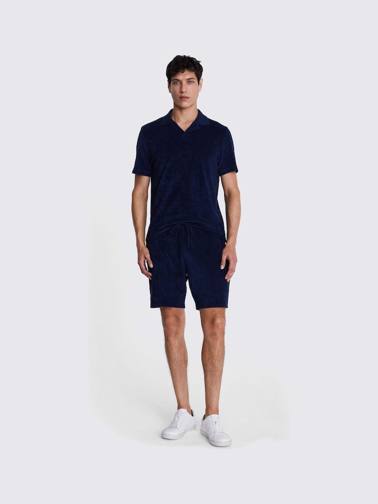 MOSS Blue 100% Cotton Terry Towelling Shorts - Image 4 of 4