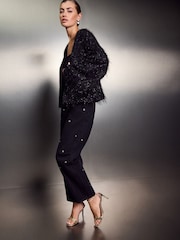 Schwarz - parkle Fringe Kimono Cover-Up - Bild 2 von 7