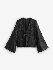 Schwarz - parkle Fringe Kimono Cover-Up - Bild 5 von 7