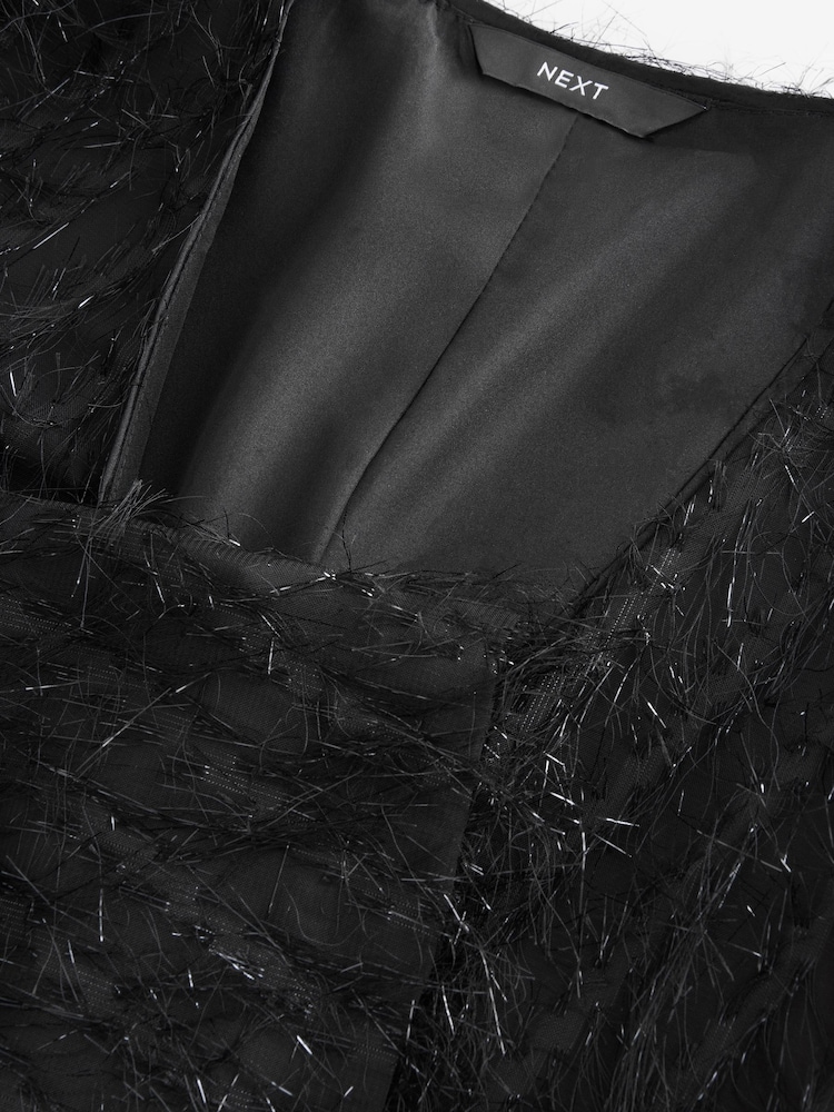 Black parkle Fringe Kimono Cover-Up - Image 6 of 7