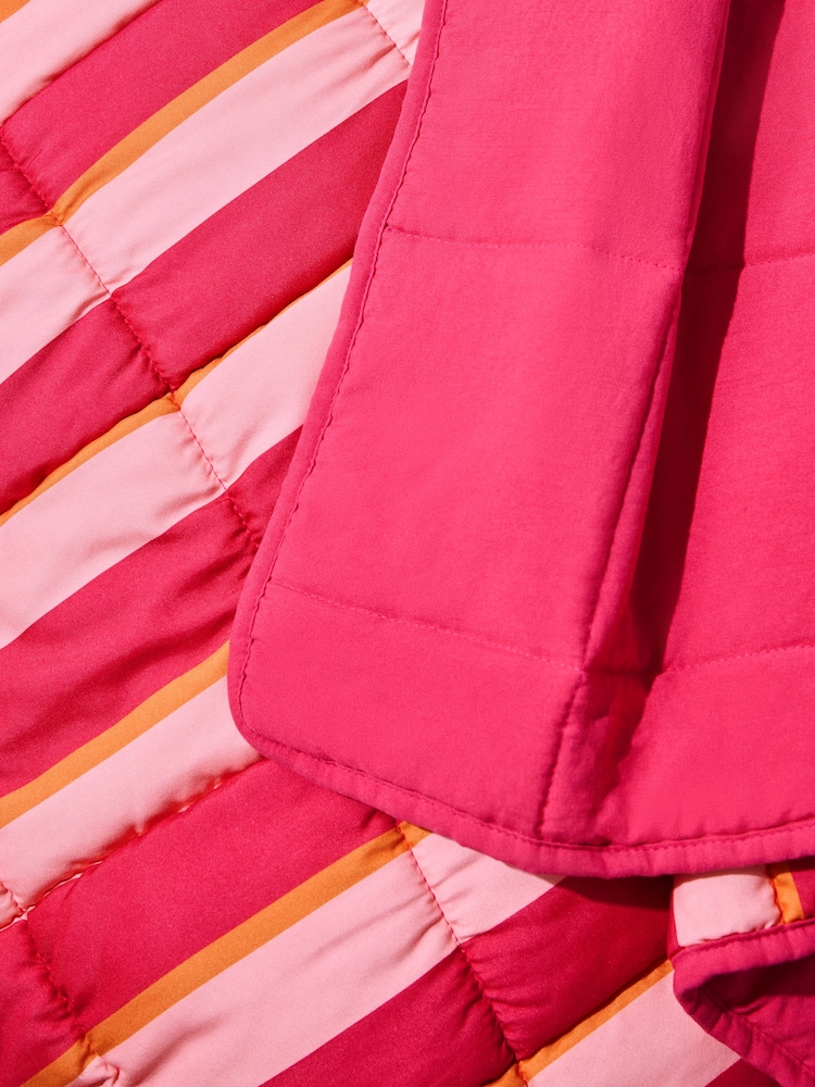 Fuchsia Pink Connie Stripe Reversible Bedspread - Image 2 of 4