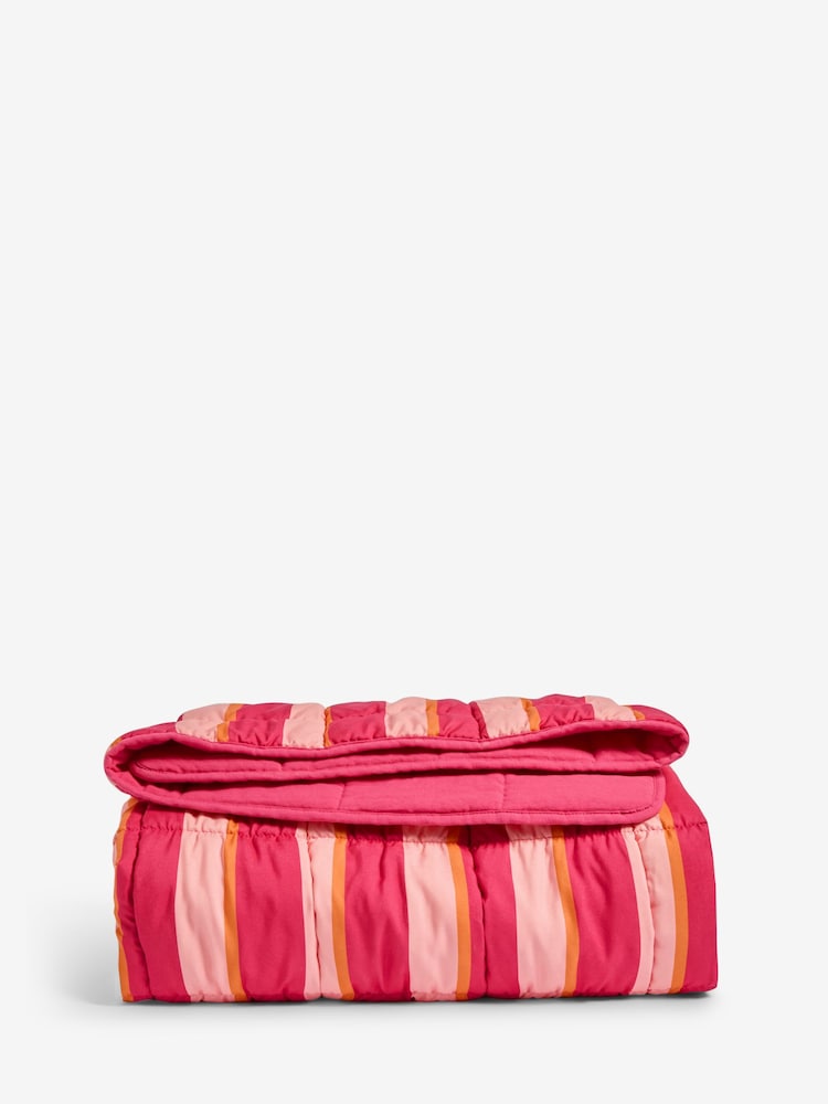 Fuchsia Pink Connie Stripe Reversible Bedspread - Image 3 of 4