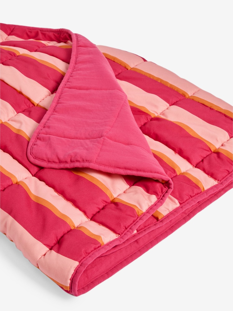 Fuchsia Pink Connie Stripe Reversible Bedspread - Image 4 of 4