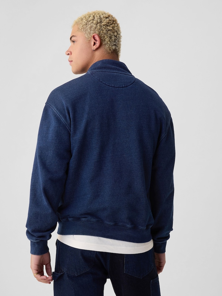 Gap Blue Logo Heavyweight Quarter Zip Jumper - Image 2 of 5