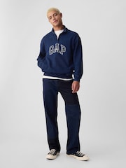 Gap Blue Logo Heavyweight Quarter Zip Jumper - Image 4 of 5