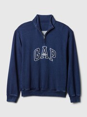 Gap Blue Logo Heavyweight Quarter Zip Jumper - Image 5 of 5