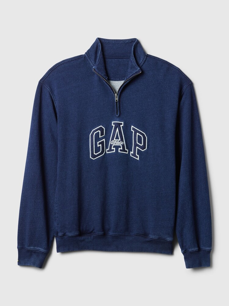 Gap Blue Logo Heavyweight Quarter Zip Jumper - Image 5 of 5