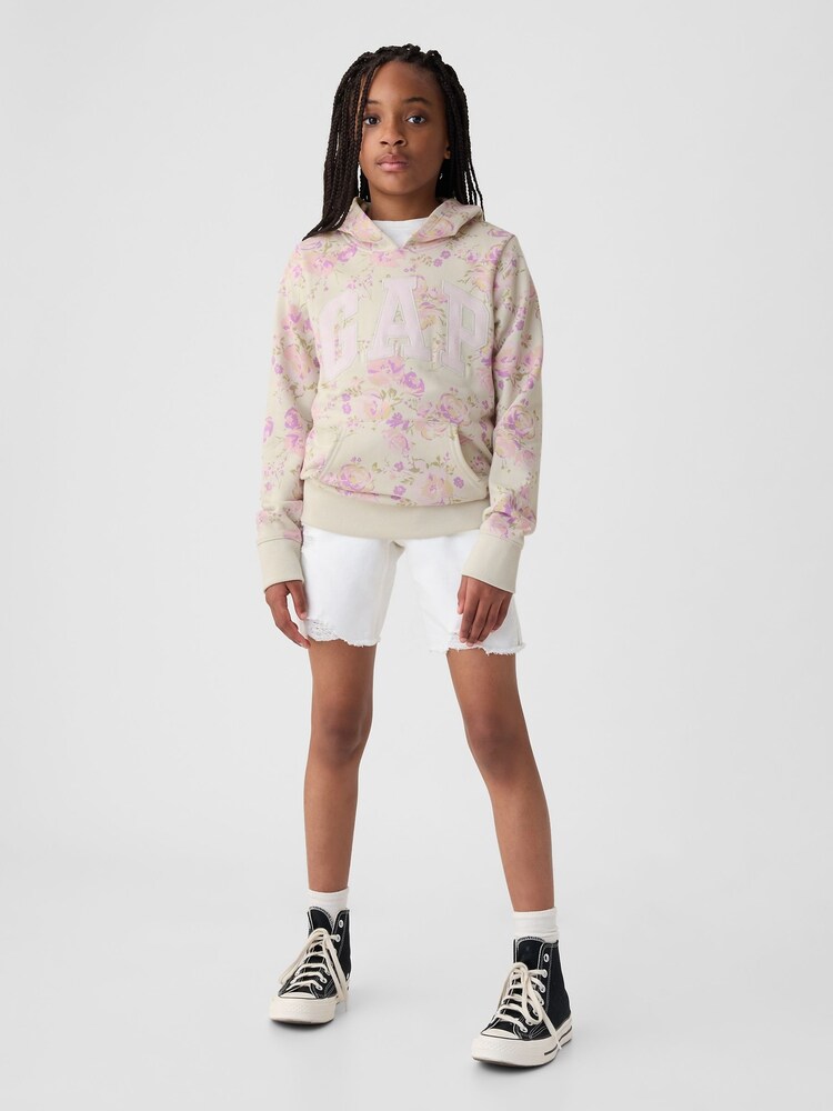 Gap White Floral Logo Overhead Hoodie (4-13yrs) - Image 2 of 5