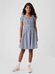 Gap Navy Blue DÔEN Gingham Dress (Kids) - Image 1 of 4