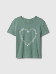 Gap Green Heart Graphic Short Sleeve Crew Neck T-Shirt (4-13yrs) - Image 4 of 4