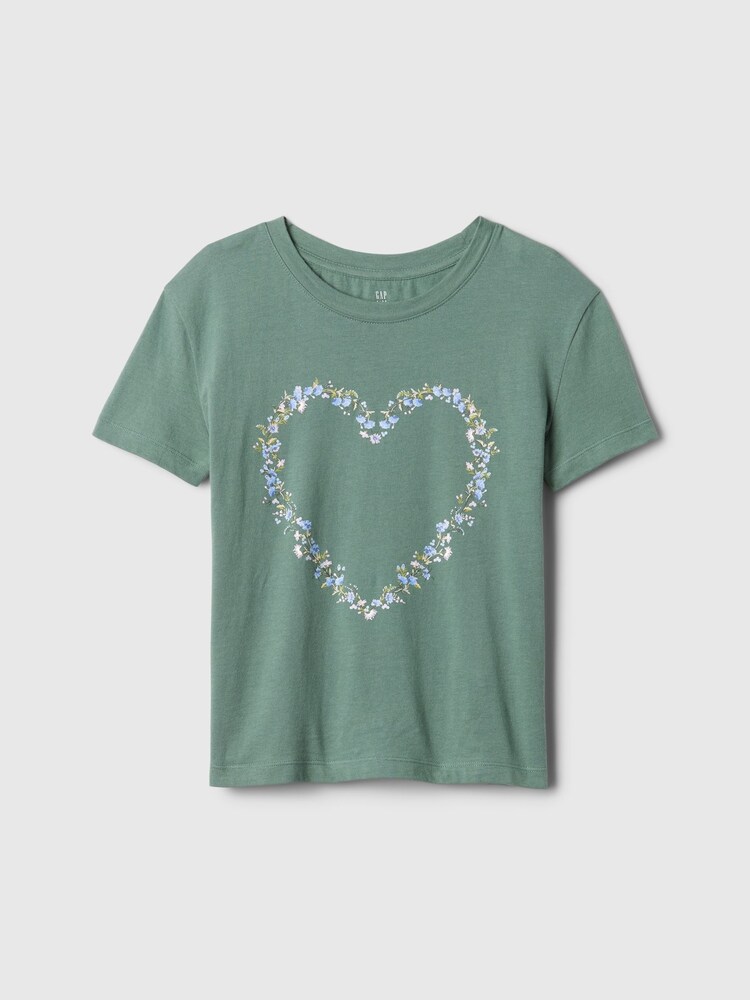 Gap Green Heart Graphic Short Sleeve Crew Neck T-Shirt (4-13yrs) - Image 4 of 4